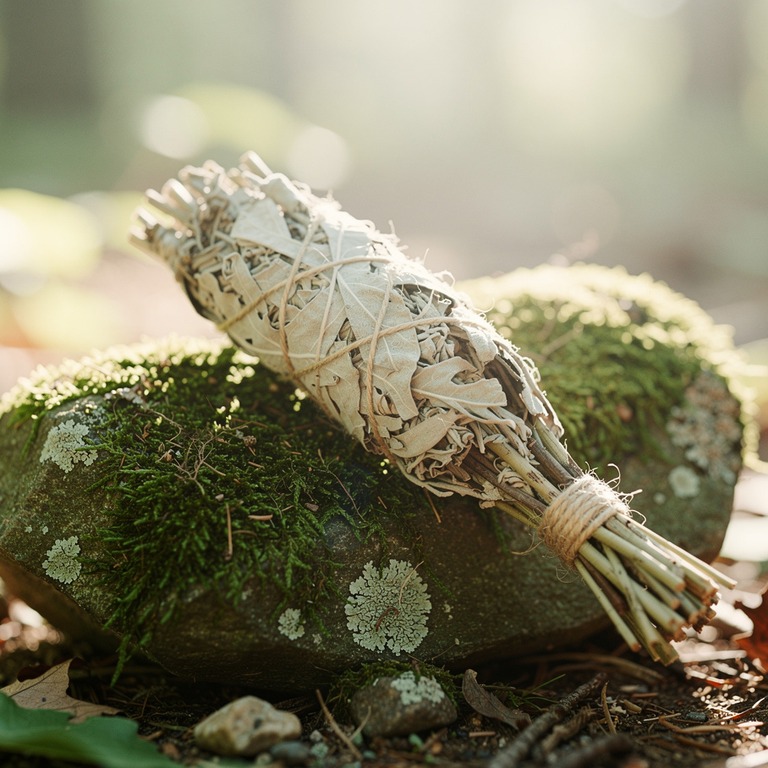 A bundle of dried sage and sweetgrass tied with a natural fi... | ShopAyahuascaRetreats