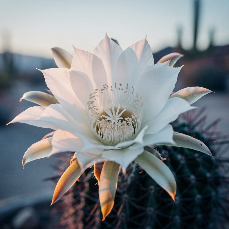 A close-up of a San Pedro cactus bloom, its delicate white p... | ShopAyahuascaRetreats