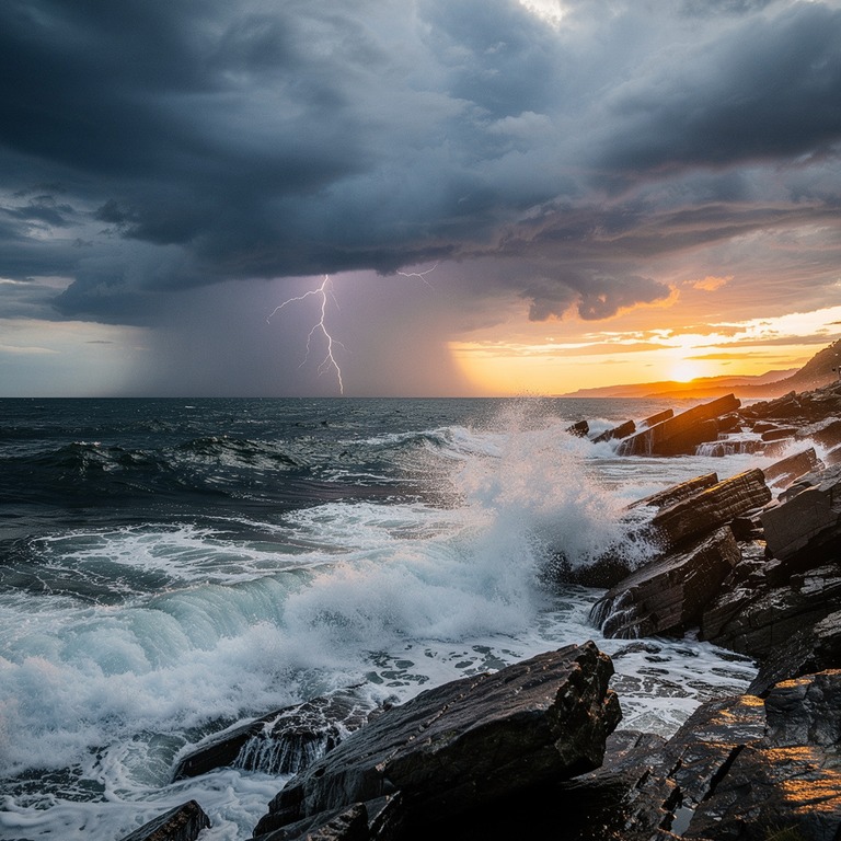 A dramatic, stormy sky at sunset, with dark clouds and light... | ShopAyahuascaRetreats