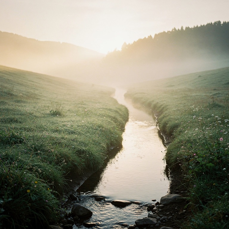 A misty valley at sunrise, with rolling hills of lush green ... | ShopAyahuascaRetreats