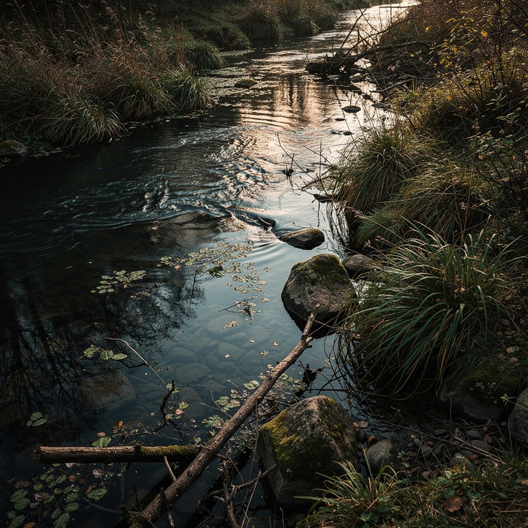 A slow-moving river with stagnant pools of water, reflecting... | ShopAyahuascaRetreats