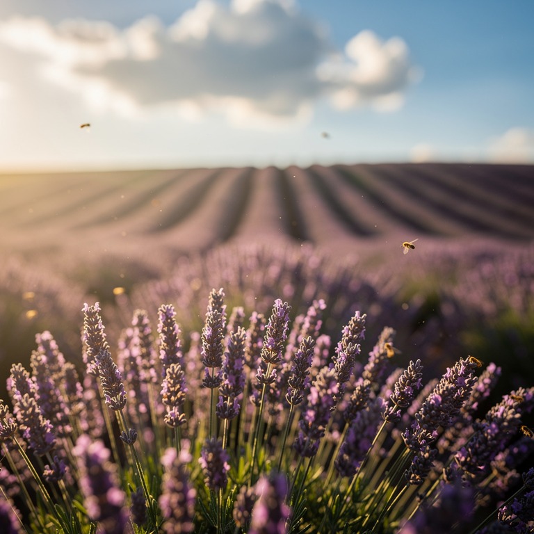 A sprawling, sun-drenched field of lavender, symbolizing the... | ShopAyahuascaRetreats