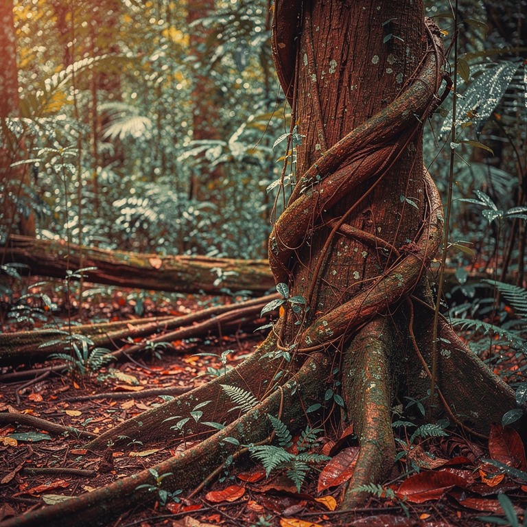 Ayahuasca vine wrapped around an old tree trunk, rainforest ... | ShopAyahuascaRetreats