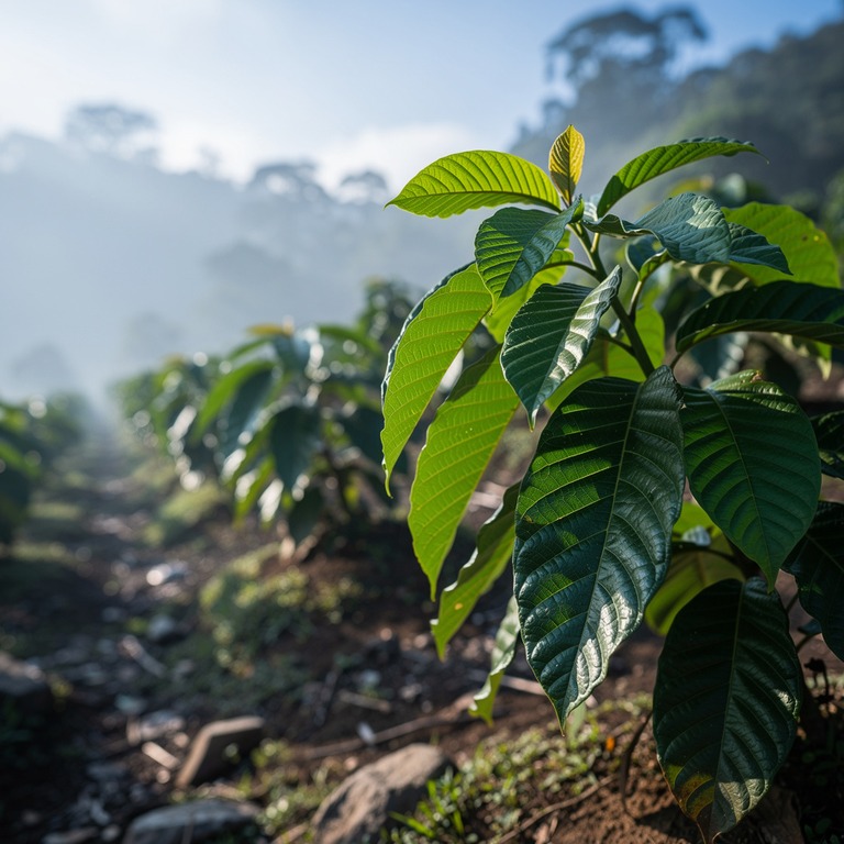 Coca plant leaves in bright morning sunshine, sharp green de... | ShopAyahuascaRetreats