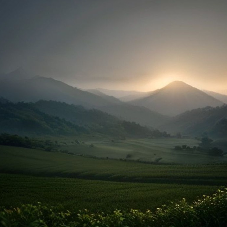 Coffee plantation hillside at dawn, mist between rows of pla... | ShopAyahuascaRetreats