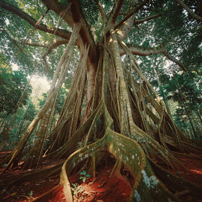 Ficus aerial roots descending from a giant strangler fig, so... | ShopAyahuascaRetreats