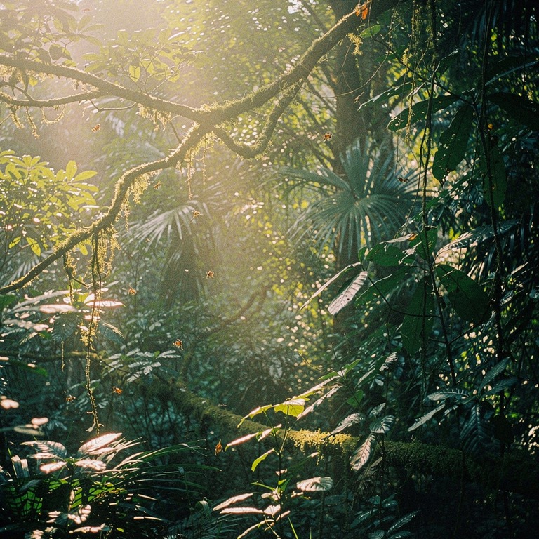 Jungle canopy viewed from below, dappled sunlight | ShopAyahuascaRetreats