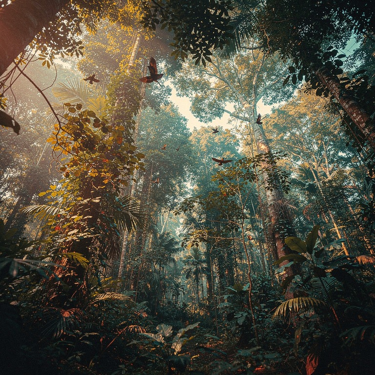 Jungle canopy viewed from below, dappled sunlight | ShopAyahuascaRetreats