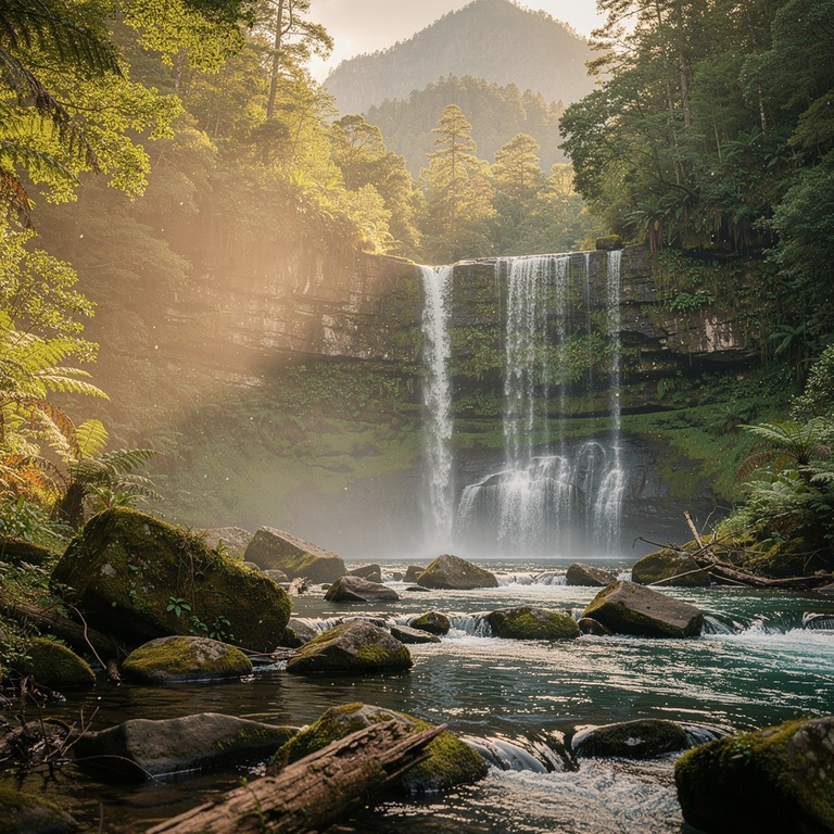 Mountain rainforest waterfall, multiple tiers cascading down | ShopAyahuascaRetreats