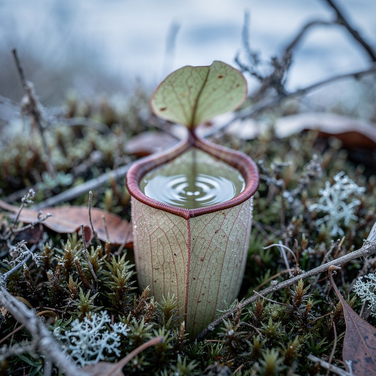 Pitcher plant nestled in moss, water collected inside the cu... | ShopAyahuascaRetreats