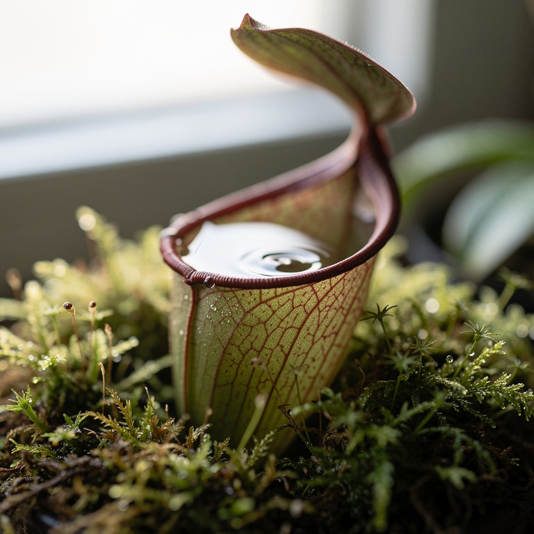 Pitcher plant nestled in moss, water collected inside the cu... | ShopAyahuascaRetreats