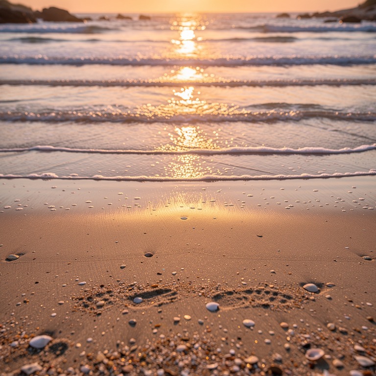 Soft, warm light of sunrise spills over a serene, empty beac... | ShopAyahuascaRetreats