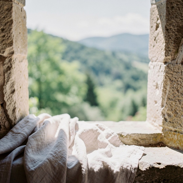 Stone monastery window looking out onto a green forested val... | ShopAyahuascaRetreats