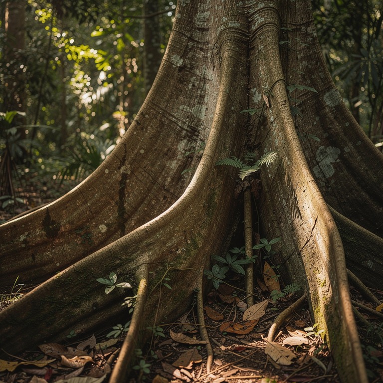 Trunk of a kapok tree with massive buttress roots at jungle ... | ShopAyahuascaRetreats