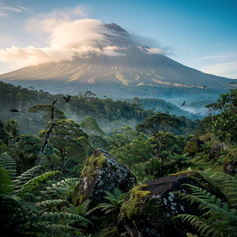 Volcano with rainforest blanketing its lower slopes | ShopAyahuascaRetreats
