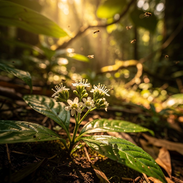 A close-up of a few delicate, white flowers of the Psychotri... | ShopAyahuascaRetreats