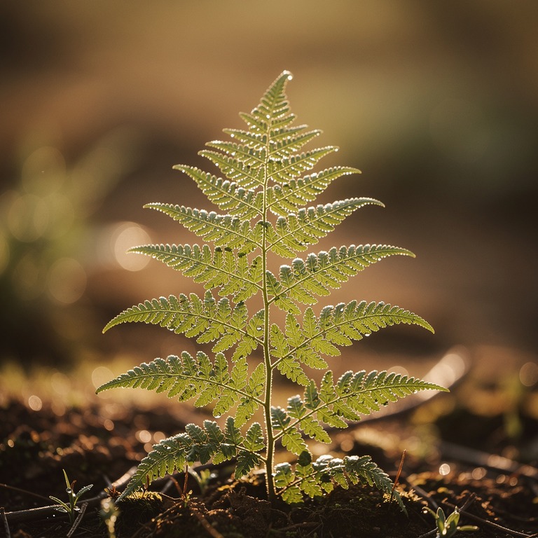 A delicate, backlit frond of a fern, with water droplets cli... | ShopAyahuascaRetreats