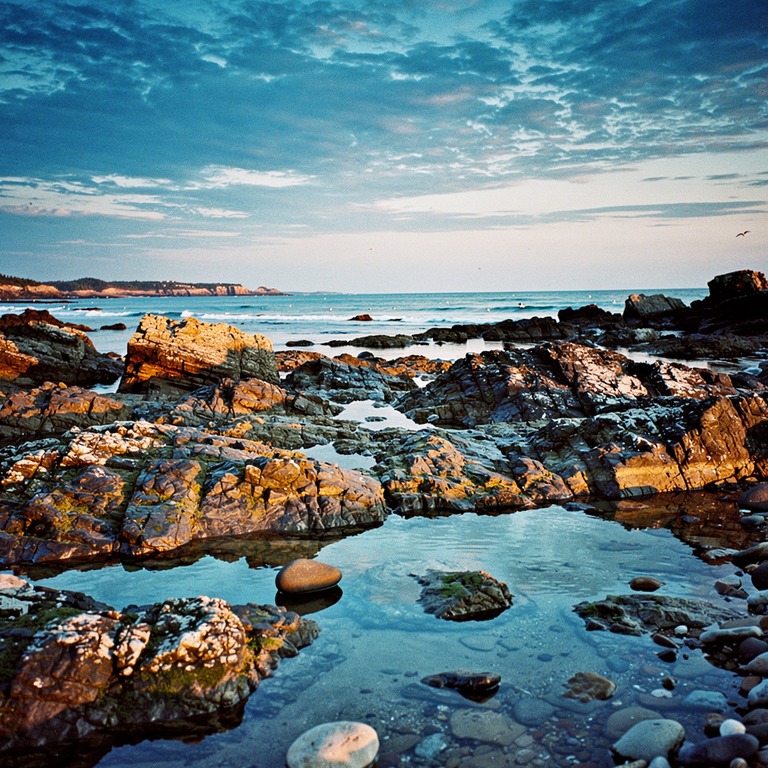 A dramatic, rugged coastline at low tide, with exposed rocks... | ShopAyahuascaRetreats