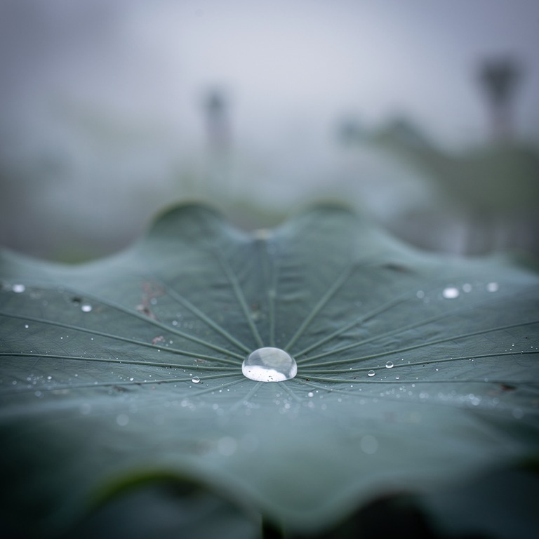 A macro shot of a single, glistening dew drop on a lotus lea... | ShopAyahuascaRetreats
