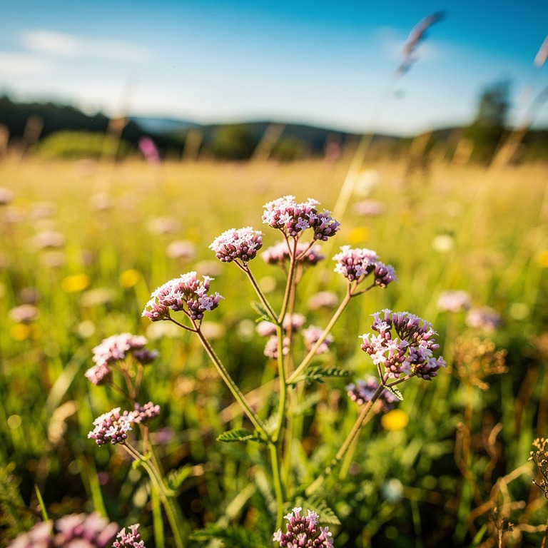 A macro shot of valerian root flowers swaying gently in a br... | ShopAyahuascaRetreats