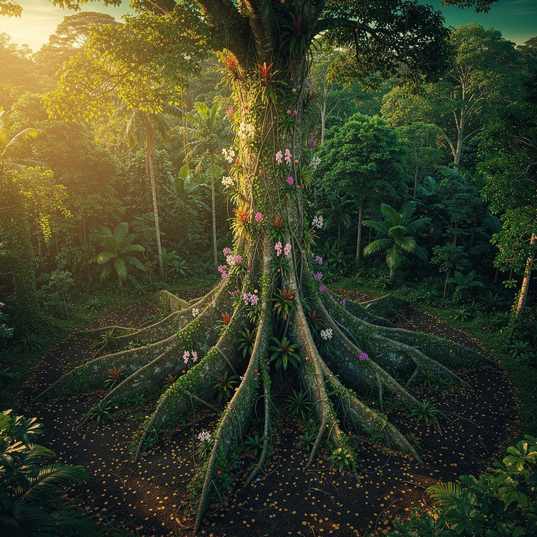 A majestic, centuries-old ceiba tree standing tall in a clea... | ShopAyahuascaRetreats
