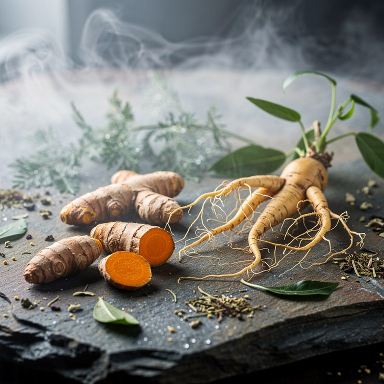 A still life of various medicinal herbs and plants, includin... | ShopAyahuascaRetreats