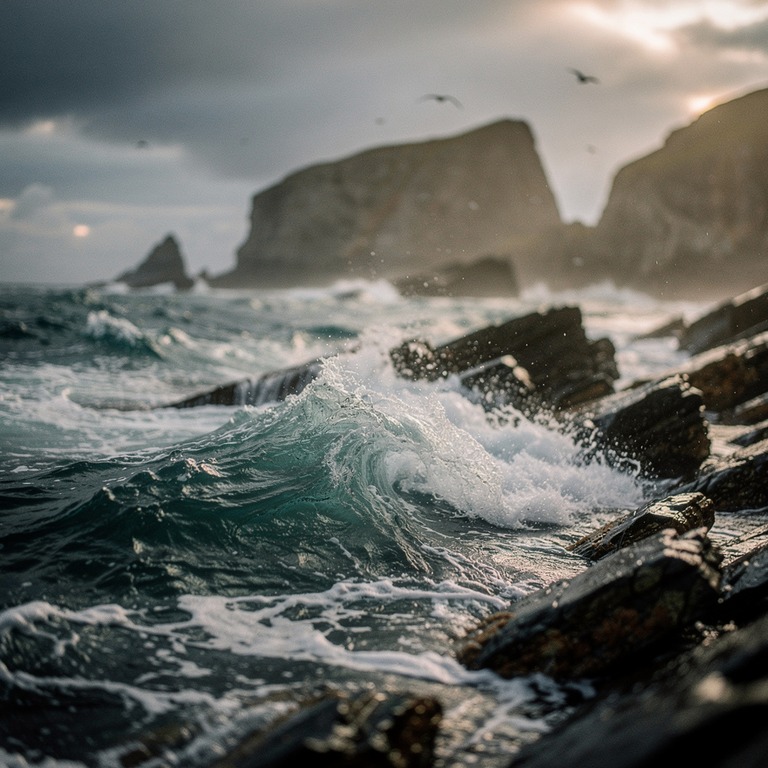 A turbulent stormy sea with waves crashing against rocky sho... | ShopAyahuascaRetreats