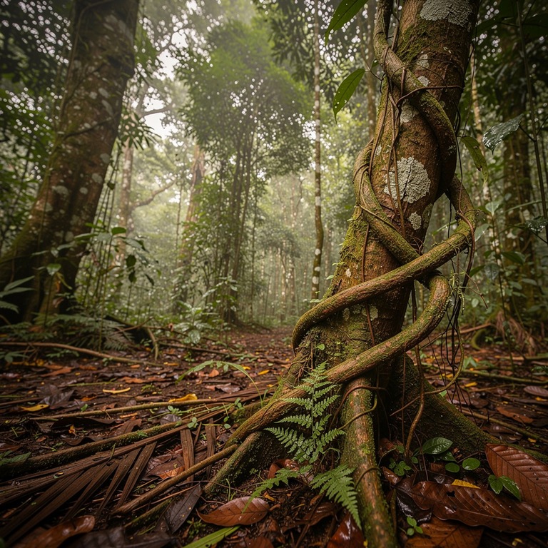 Ayahuasca vine wrapped around an old tree trunk, rainforest ... | ShopAyahuascaRetreats