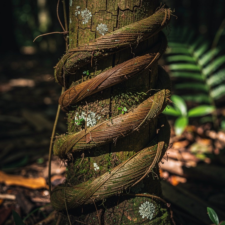 Ayahuasca vine wrapped around an old tree trunk, rainforest ... | ShopAyahuascaRetreats