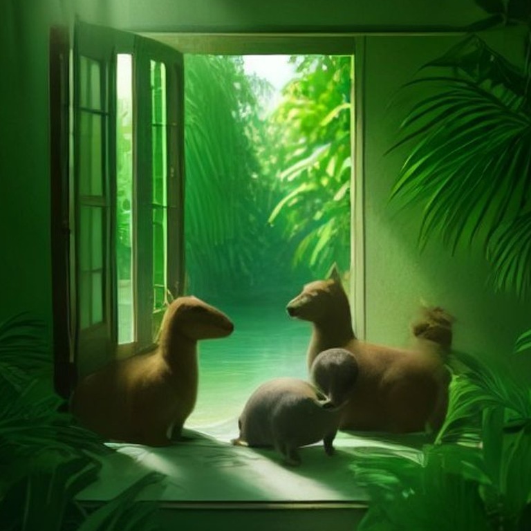 Capybara family at the edge of an Amazon backwater | ShopAyahuascaRetreats