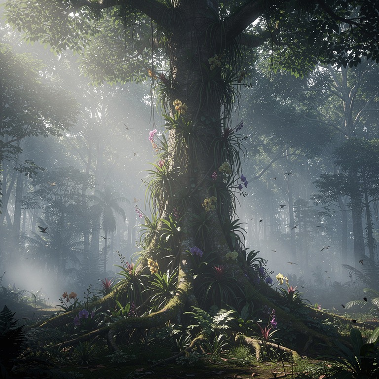 In the heart of a dense jungle, a solitary ceiba tree stands... | ShopAyahuascaRetreats