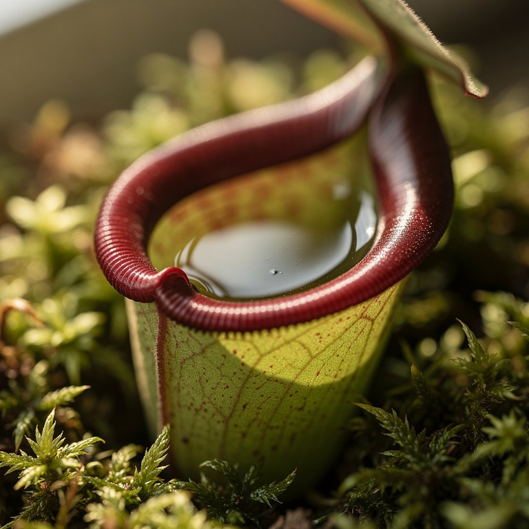 Pitcher plant nestled in moss, water collected inside the cu... | ShopAyahuascaRetreats