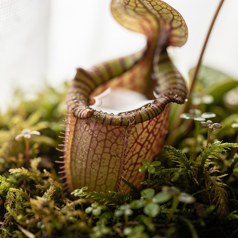 Pitcher plant nestled in moss, water collected inside the cu... | ShopAyahuascaRetreats