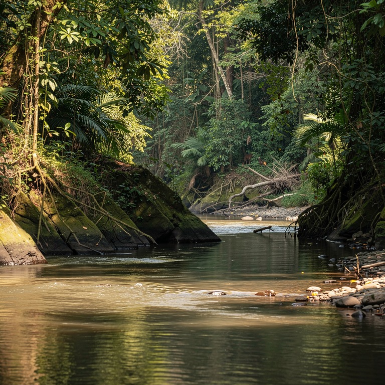 Slow-moving river curving through dense jungle canopy | ShopAyahuascaRetreats