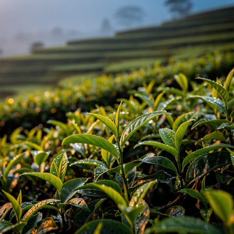 Tea plantation terraces with bright green new leaves, mounta... | ShopAyahuascaRetreats