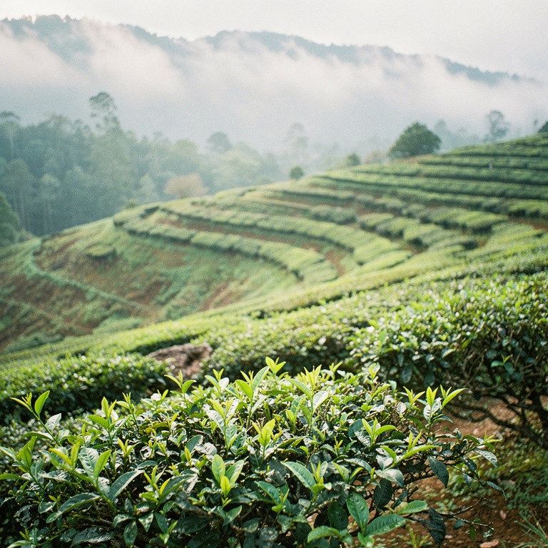 Tea plantation terraces with bright green new leaves, mounta... | ShopAyahuascaRetreats