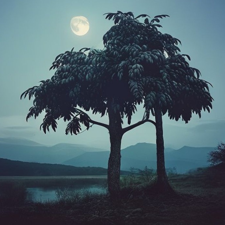 Under the soft, ethereal light of a full moon, a cacao tree ... | ShopAyahuascaRetreats