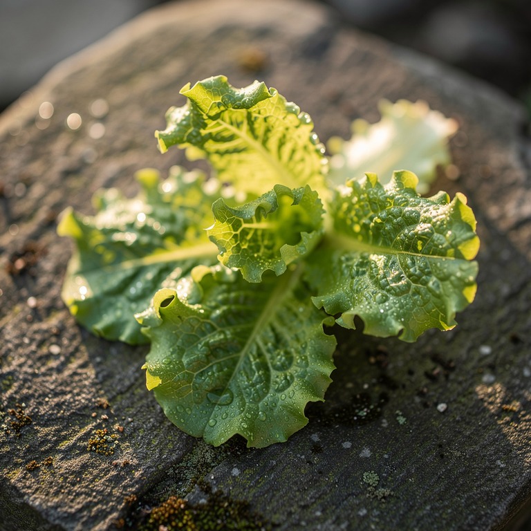 A close-up of a few, freshly picked, dewy lettuce leaves lyi... | ShopAyahuascaRetreats