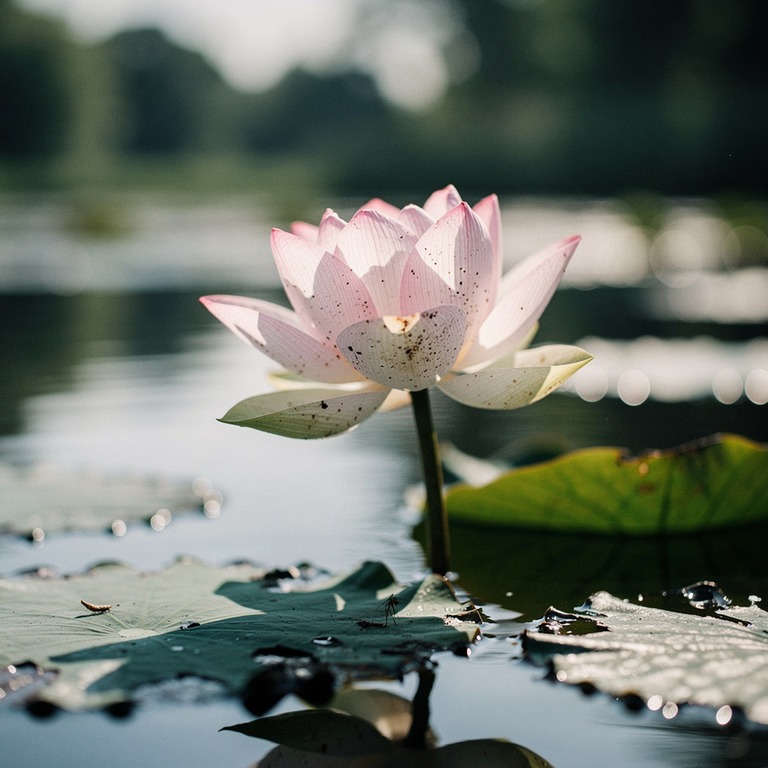 A close-up of a lotus flower blooming in a pond, its petals ... | ShopAyahuascaRetreats