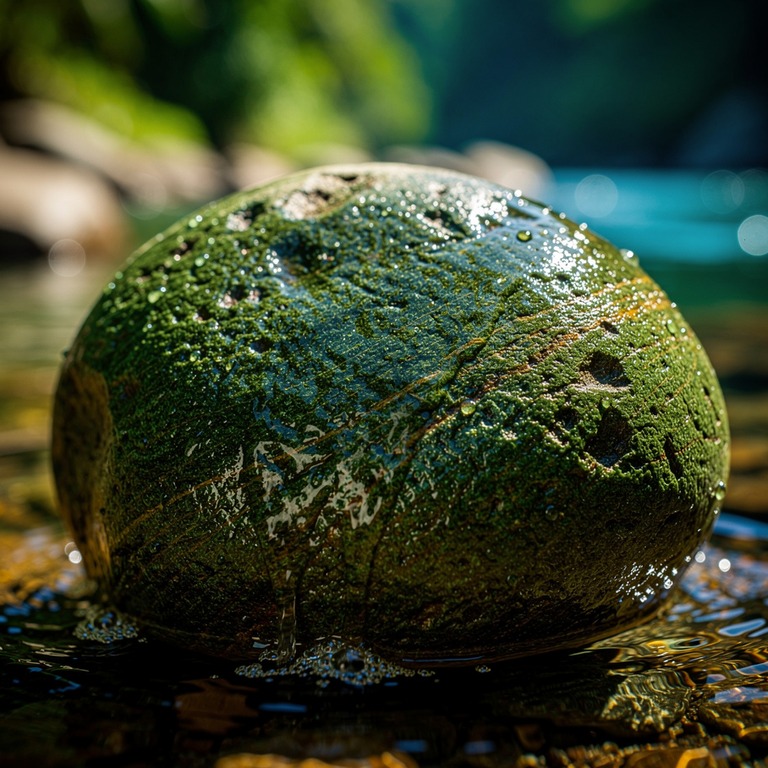 A close-up of a river stone, worn smooth by the constant flo... | ShopAyahuascaRetreats