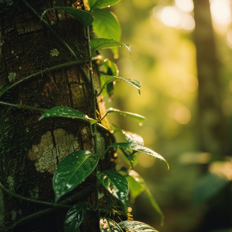A close-up of a vibrant, green ayahuasca vine wraps around a... | ShopAyahuascaRetreats