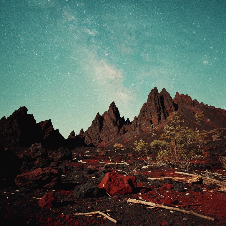 A dramatic, starry night sky over a dark, volcanic landscape... | ShopAyahuascaRetreats