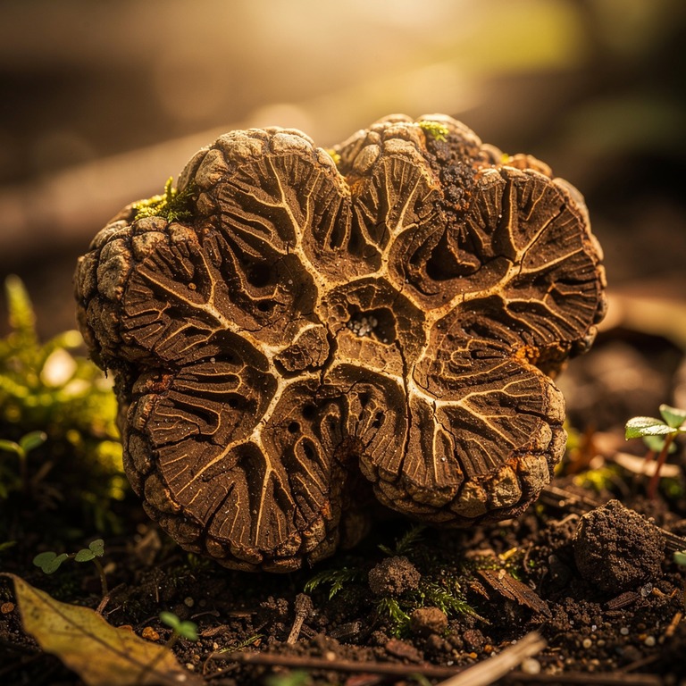A macro shot of a truffle, with its intricate, earthy detail... | ShopAyahuascaRetreats