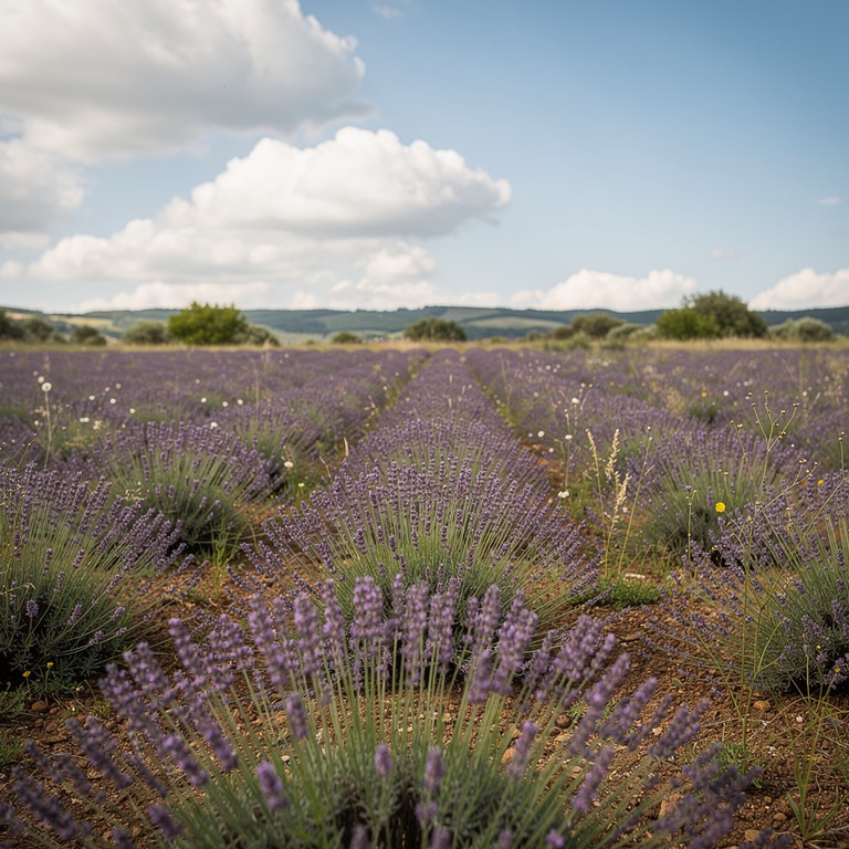 A vast, serene lavender field stretches towards the horizon ... | ShopAyahuascaRetreats