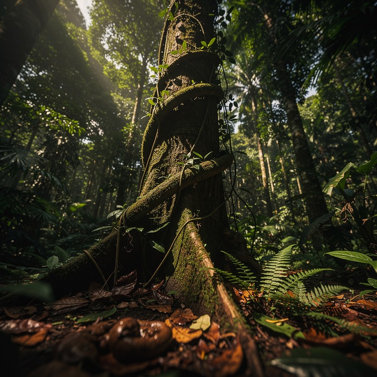 Ayahuasca vine wrapped around an old tree trunk, rainforest ... | ShopAyahuascaRetreats