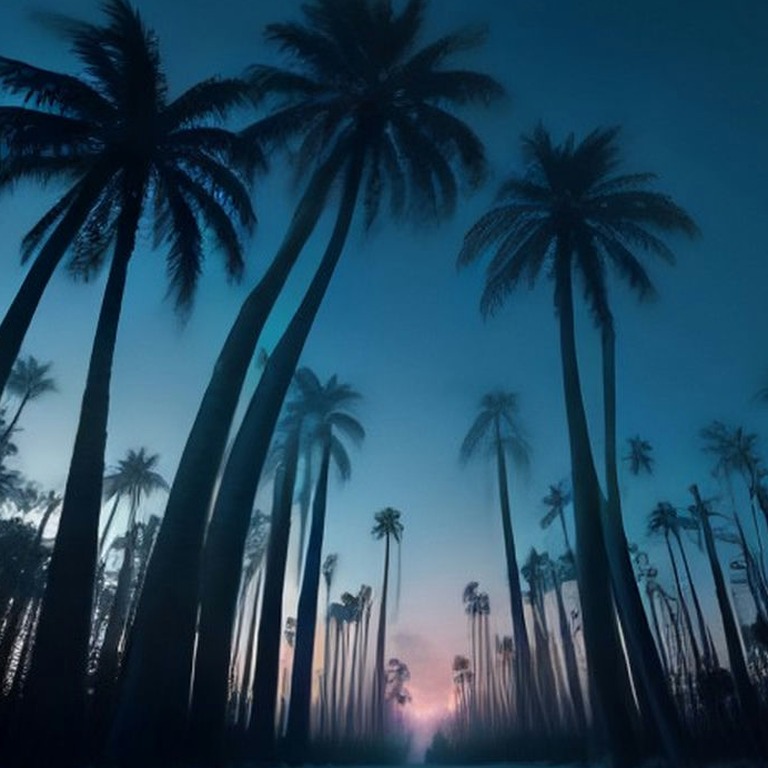 Heart of palm tree grove in a clearing, slender trunks reach... | ShopAyahuascaRetreats