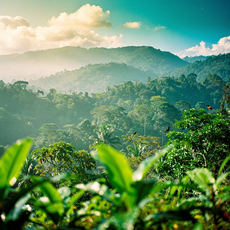 Layers of misty forested ridges fading into distance | ShopAyahuascaRetreats