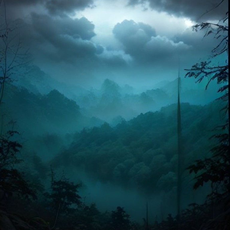 Storm clouds gathering over a rainforest valley at dusk | ShopAyahuascaRetreats