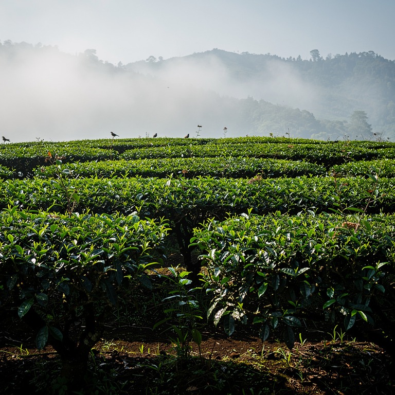 Tea plantation terraces with bright green new leaves, mounta... | ShopAyahuascaRetreats