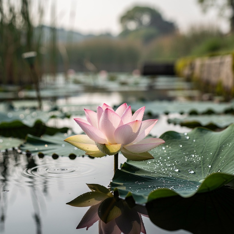A close-up of a lotus flower blooming in a serene pond, its ... | ShopAyahuascaRetreats